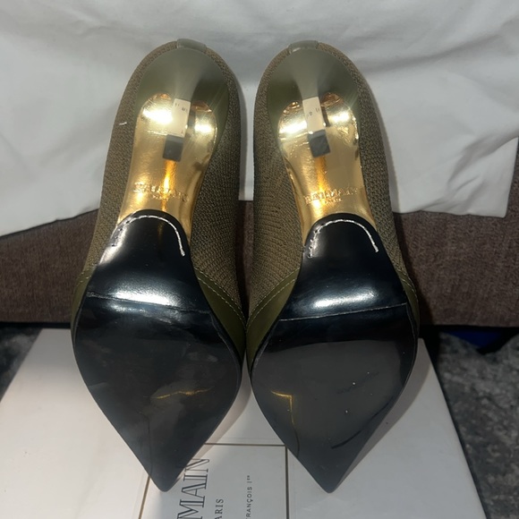 BALMAIN KHAKI STRETCH KNIT ANKLE BOOTS - Picture 2 of 5